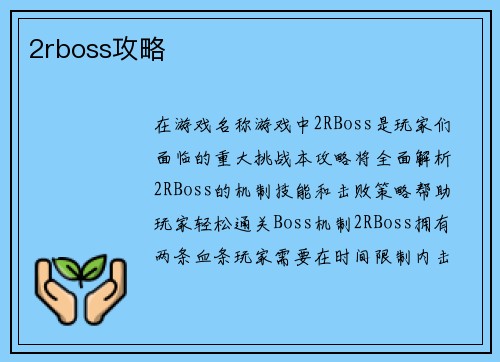 2rboss攻略