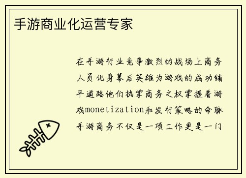 手游商业化运营专家