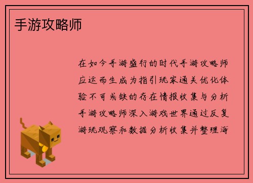 手游攻略师