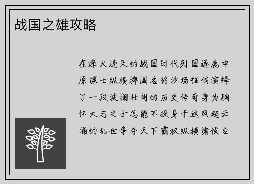 战国之雄攻略
